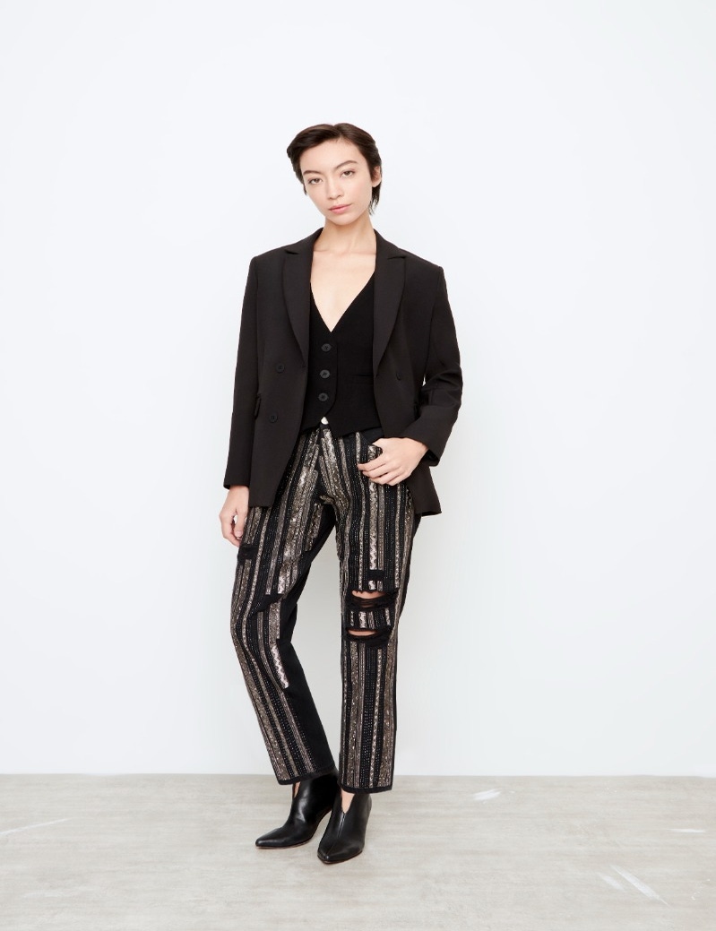 JEANS BOYFIT TASH BLACK SHINY STRIPES
