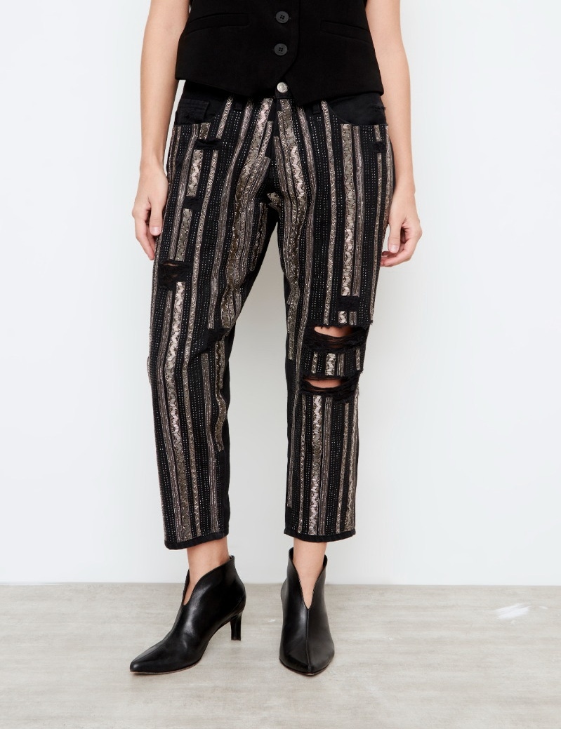 JEANS BOYFIT TASH BLACK SHINY STRIPES