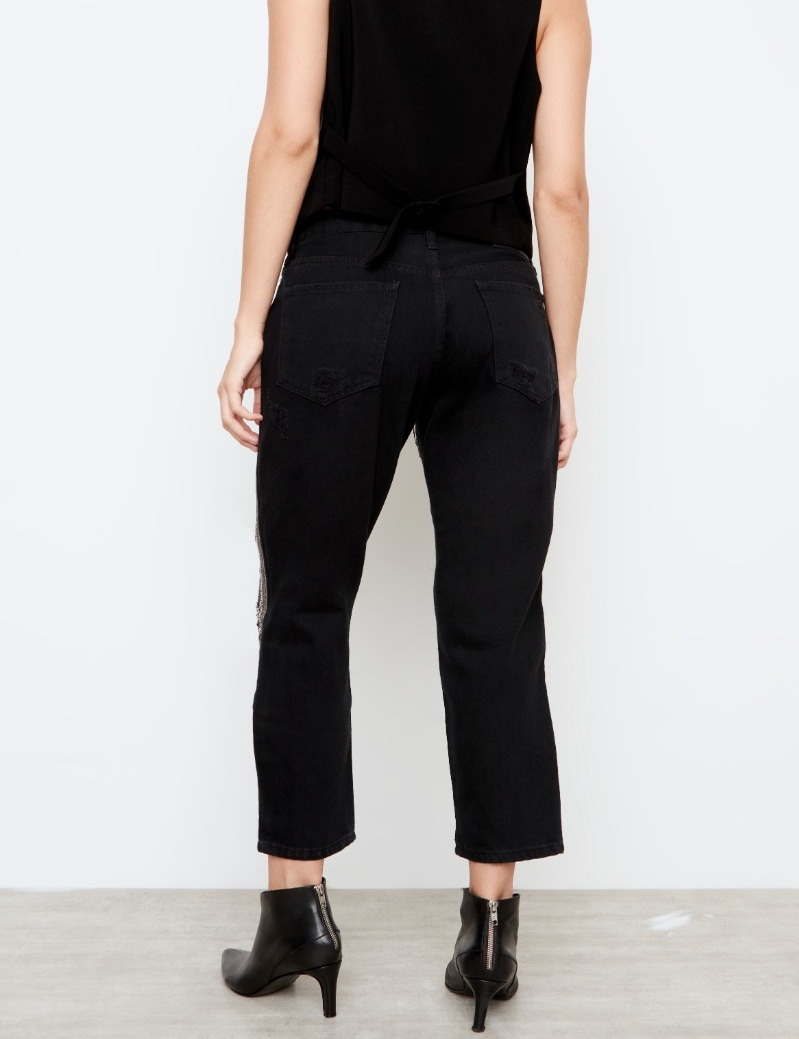 JEANS BOYFIT TASH BLACK SHINY STRIPES