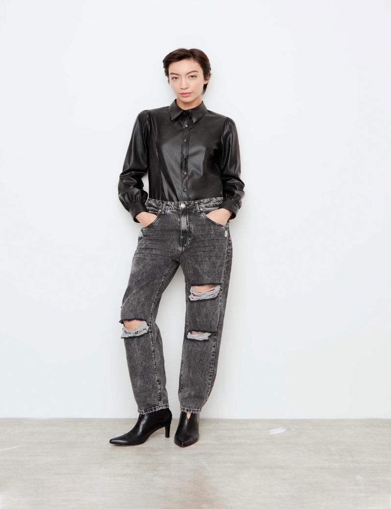JEANS CARROT SUKI BLACK DESTROYED