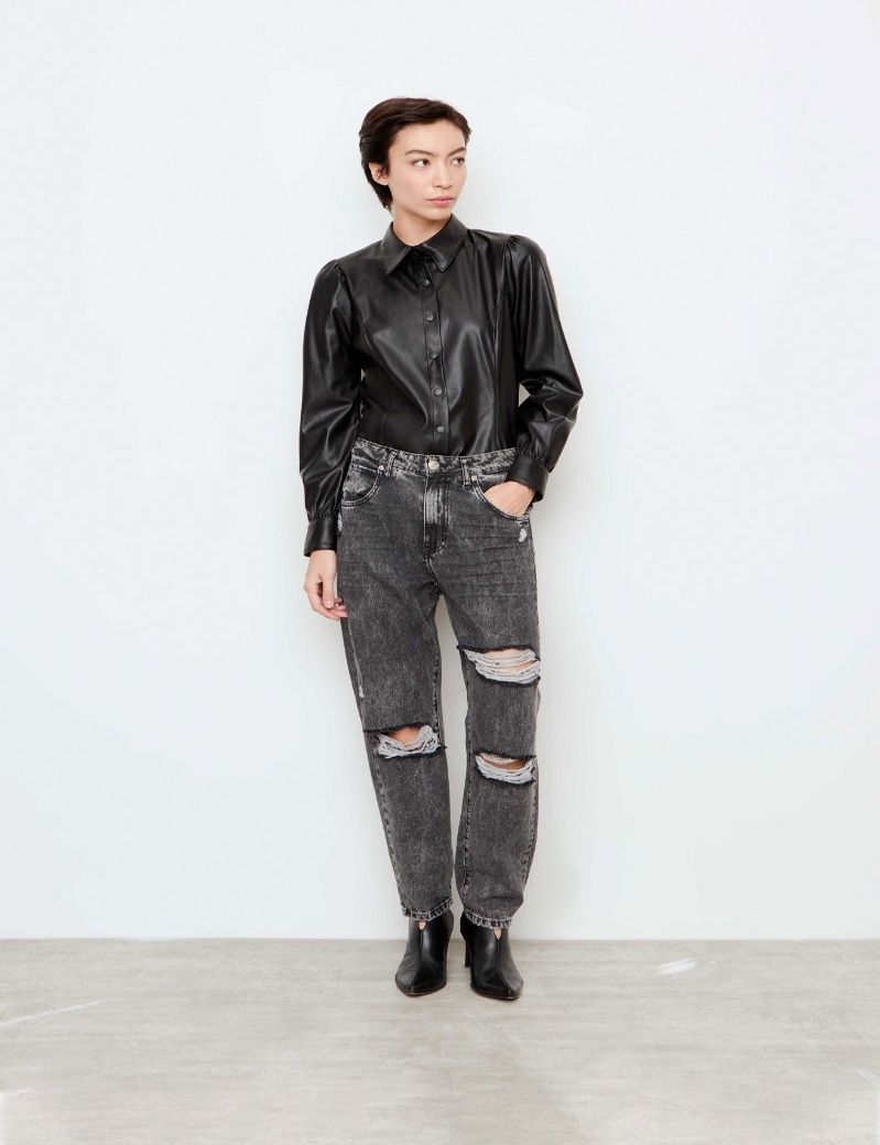 JEANS CARROT SUKI BLACK DESTROYED