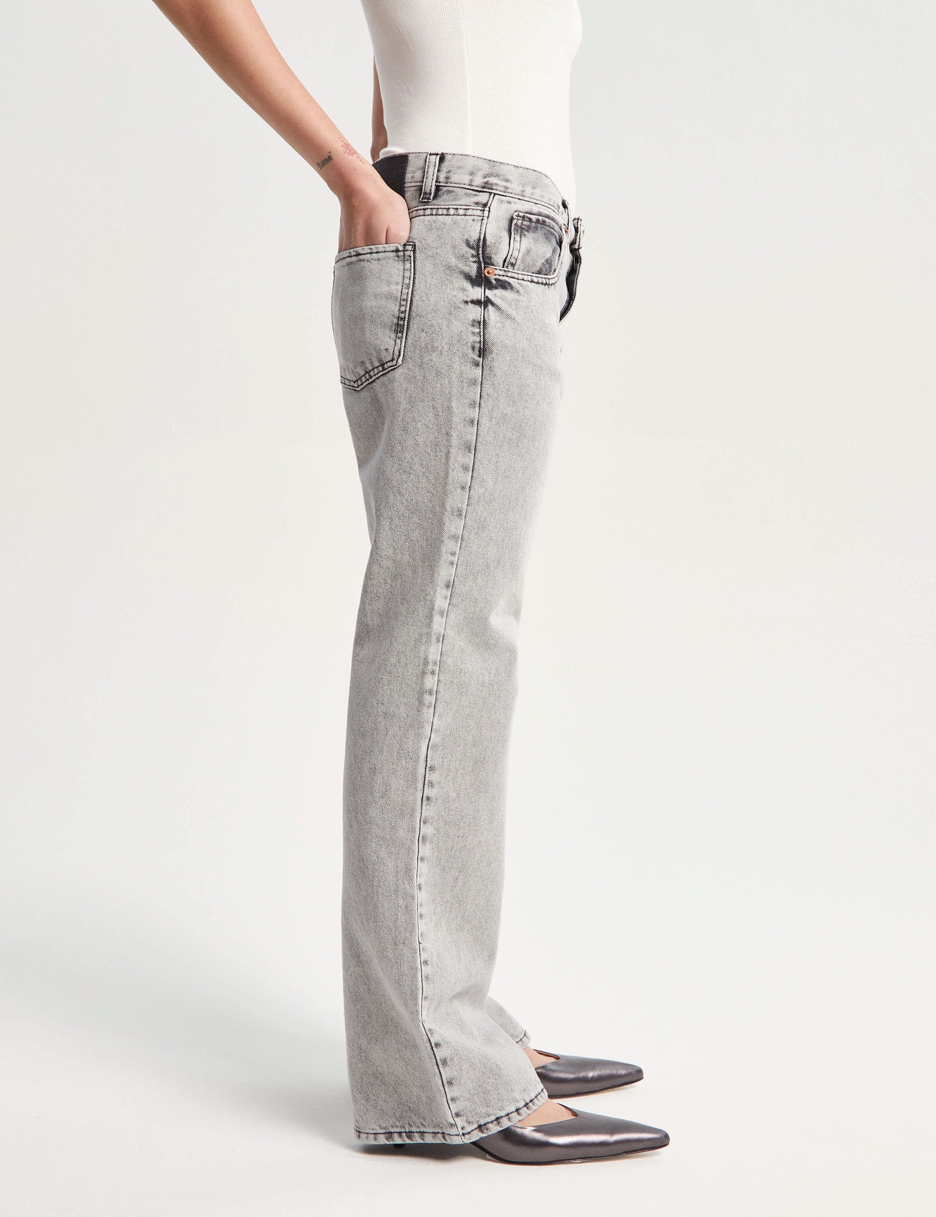 JEANS KATE WIDE BLACK BLEACH