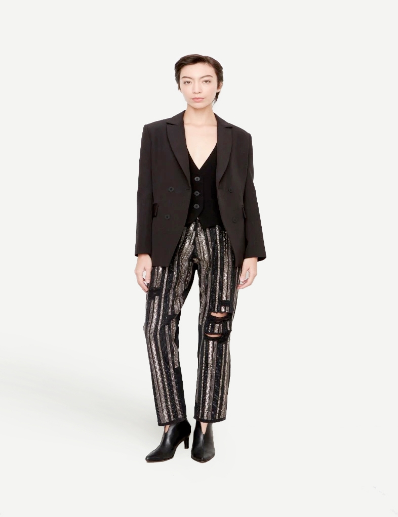 JEANS BOYFIT TASH BLACK SHINY STRIPES